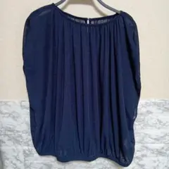 しまむら　hareiro バルーンシルエットシャツ ネイビー美品 LL