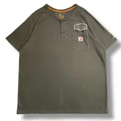 F393　【即購入OK】　carhartt　ヘンリーネックTシャツ　XL　カーキ