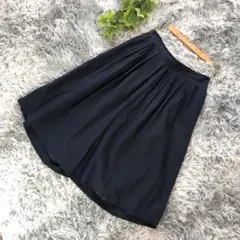 Ehyphen【M相当】ワイドパンツ 黒 プリーツデザイン 軽量 ウェストゴム