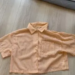 GU オレンジ　ストライプ　シャツ　ティーン　Lサイズ