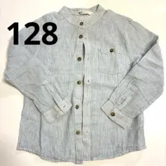 H&M ブルーストライプ長袖シャツ 128