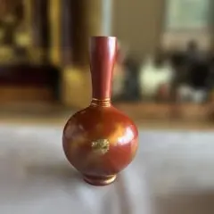 青銅器花瓶　叙勲　菊の御紋　一輪挿し