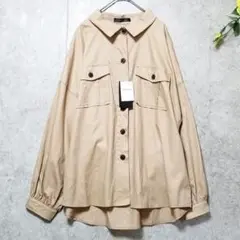新品タグ付き【チップクリップ】（L）ベージュ カバーオール風シャツジャケット