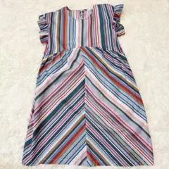 4XL ストライプ ノースリーブワンピース