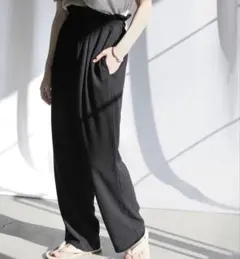 select MOCA ハイウエストリネンリラックスパンツ