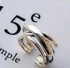 シルバー 指輪 925 クロス リング 多重 フリーサイズ ワイド