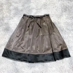 ブリジット ひざ丈 フレアスカート M ブラウン 茶色 バイカラー 東京スタイル