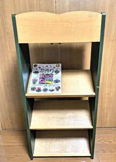 木製3段本棚 緑と木目調
