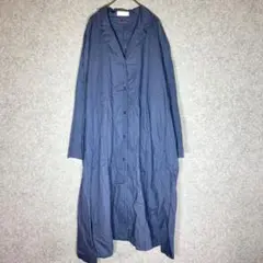 UNIQLO（M）コットンリネンロングシャツ☘️長袖/ネイビー/麻