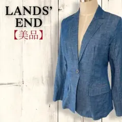 美品 ランズエンド LANDS END コットン テーラード ジャケット 7 S