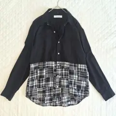 green label relaxing　ドッキングシャツ　L ブラック