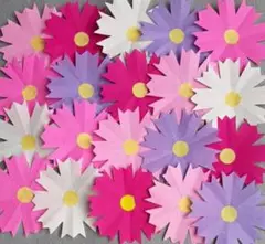 秋の壁面飾りにいかがですか 折り紙 ピンクなど コスモス 40枚 E秋桜