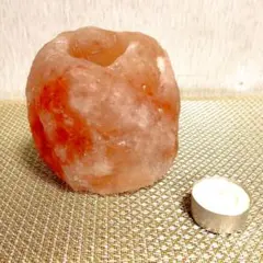 ヒマラヤ岩塩　キャンドルホルダー　 ピンク 　ティーライト2個付