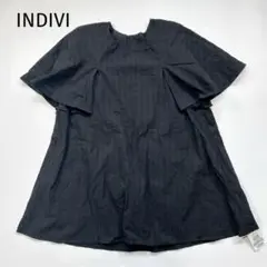 未使用 INDIVI 【洗える】ケープスリーブブラウス 黒 13 L 半袖