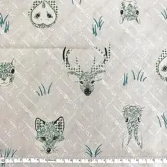 大特価！動物柄シーチング生地　グレー　約108×60cm