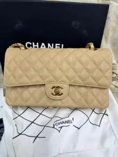 CHANEL ベージュ キルティング ショルダーバッグ