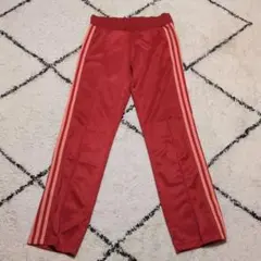 adidas 赤色 ジャージパンツ 3本ライン