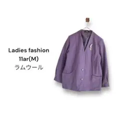 Ladies Fashion ノーカラージャケット ラムウール 高肌触り 良品✨