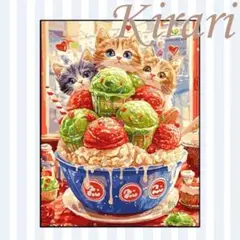 クロスステッチキット 猫とスイーツ 11CT 刺繍作成キット 図面印刷あり