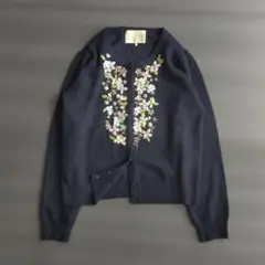 チェスティ フラワー 刺繍 ニットカーディガン 長袖 スパンコール