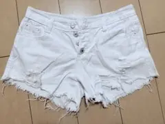 ダメージデニム ショーパン ホワイト XL