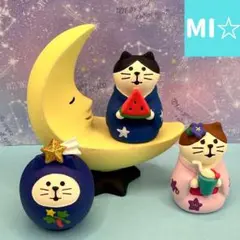 デコレ　コンコンブル　光る三日月チェア＆七夕猫だるま＆浴衣猫ペア　送料無料
