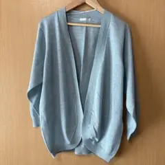 カーディガン　七分袖　ブルー
