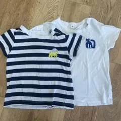 無印　ミロコマチコ刺繍　ストライプTシャツ2枚セット（80サイズ）