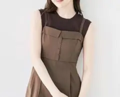 新品 COCODEAL コンパクトリブノースリニット ブラウン