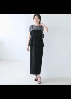 coca ツイルペプラムキャミワンピースL