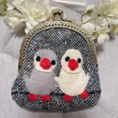 ハンドメイド 文鳥さんがま口 新品未使用