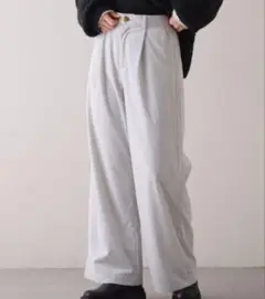 チャオパニック ティピー きれいめ 細 コーデュロイ ワイド タック パンツ