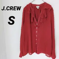 美品❤送料込❤J.CREW 【S】フリル付き 赤 ドットデザイン シャツ