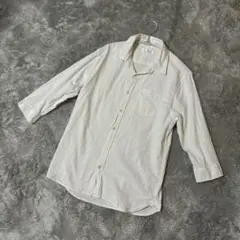 【MAISON TOKYO】ボタンダウンシャツ 七分袖 ホワイト 綿 麻