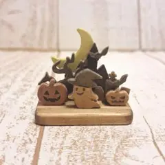 【ミニチュアハロウィン】木製置物／かぼちゃ・オバケ・月・ドール小物（小）