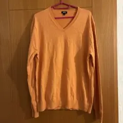 メンズ　UNIQLO オレンジ Vネックセーター L