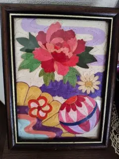 日本刺繍風デザイン フレーム付き