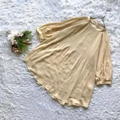 ✨未使用✨ (F) チュニック 長袖 プリーツ バンドカラー 大人フェミニン