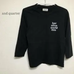 【アンド　クウォーター】黒色 長袖Tシャツ 綿100 b050