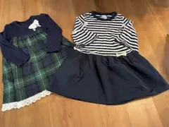 ストライプとタータンチェックのワンピースセット