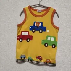 ミキハウス ビーンズくん カラフル車ワッペン 重ね着風 タンクトップ