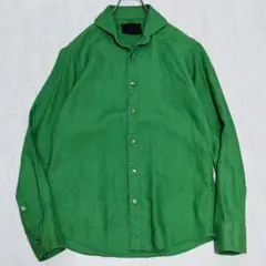 美品『ジュンハシモト×ナノユニバース』リネン麻 カッタウェイシャツ グリーン