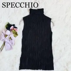 SPECCHIOスペッチオ　シャトルプリーツノースリーブトップス　ハイネック