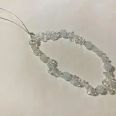 アクアマリンと水晶さざれ　ストラップ