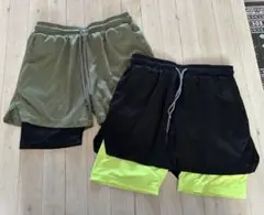 スポーツウェア ランニングウェア スパッツ付ショートパンツ2点セット
