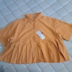お値下げniko and ... オレンジプリーツ半袖シャツ Mサイズ