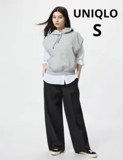 UNIQLO ワイドチノパンツ　黒　S