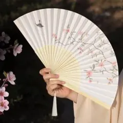 花と鳥のデザイン 扇子 37CM