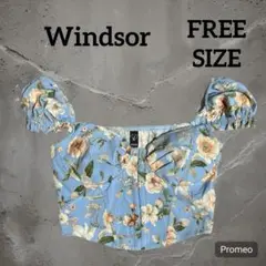 Windsor フラワープリント パフスリーブ トップス