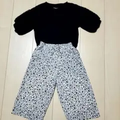 GLOBAL WORK ブラック Tシャツ フラワーパンツ セット
